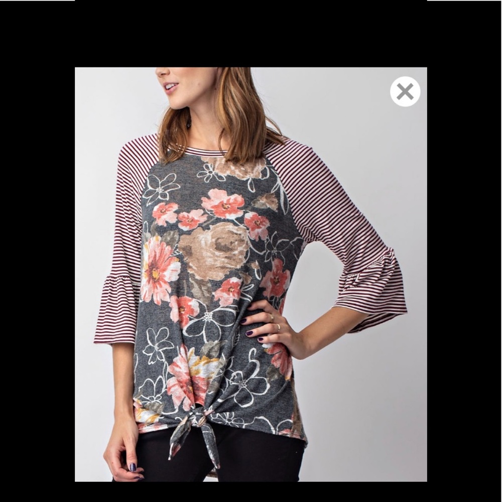 Floral and stripe tunic